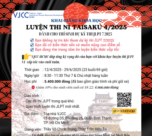 KHAI GIẢNG KHOÁ HỌC LUYỆN THI N1 TAISAKU 4/2025