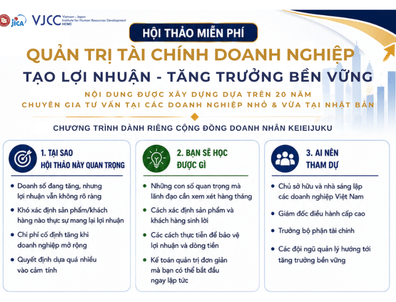 HỘI THẢO QUẢN TRỊ TÀI CHÍNH VÀ CƠ HỘI GIAO THƯƠNG JFC 2027 DÀNH CHO CỘNG ĐỒNG KEIEIJUKU